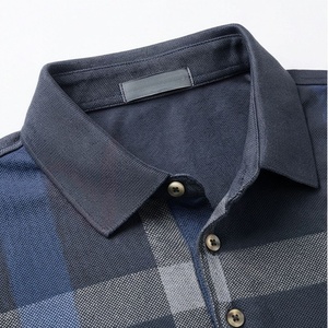 Men's Plaid Short Sleeve Polo Shirt Casual Woven Regular Fit Blue Gray Patterned Design - Product Image 4