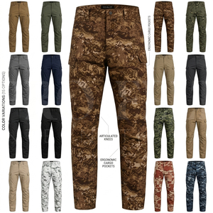 Pantalon cargo camouflage imperméable 100 % haute qualité, coupe ajustée, pour homme, décontracté, multi-poches, taille haute, en coton - Product Image 1
