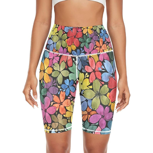 Pantalones Cortos de Mujer con Estampado Floral Acuarela, Suaves, Cómodos, Transpirables, Lavados, Casuales de Verano, Corte Medio Regular, para el Hogar y Exteriores - Product Image 1