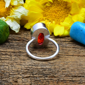 Bague en grenat naturel, pierre de naissance de janvier, argent sterling 925, pierre précieuse rouge profond, bijou fait main, cadeau pour elle - Product Image 3