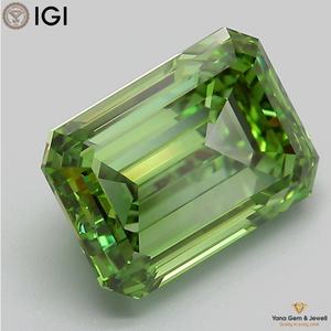 Diamant de laboratoire cultivé CVD de 3,02 carats, taille émeraude, clarté VVS2, couleur vert vif fantaisie, certifié IGI, pour un cadeau de bague époustouflant - Product Image 5