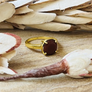 Latest High Demand Minimalist Red Glass <b>Statement</b> <b>Ring</b> Boho Brass Jewelry For Women 18k Gold Plated Dainty Wholesale <b>Ring</b> - Product Image 3
