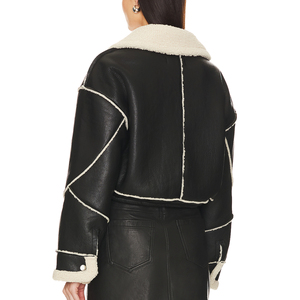 แจ็คเก็ตหนัง _ แจ็คเก็ตแฟชั่นหนังสั่งทำสำหรับผู้หญิง รับสั่งจำนวนมาก - Product Image 4