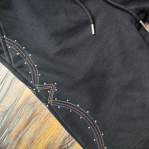 Shorts Homme Prix Usine Haute Qualité Été Coton Épais Délavé Style Rétro Ample Tendance Urbaine Personnalisé Strass - Product Image 3