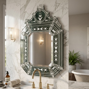 Miroir mural de style vénitien baroque antique |   Miroir décoratif en verre orné de luxe pour salon, chambre à coucher, hôtel, intérieur - Product Image 4