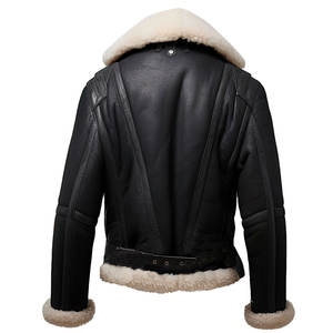 Veste en cuir de mouton Sherpa pour homme, prix de gros, respirante, coupe-vent, en toile et fourrure, design personnalisé, haute qualité, hiver - Product Image 2