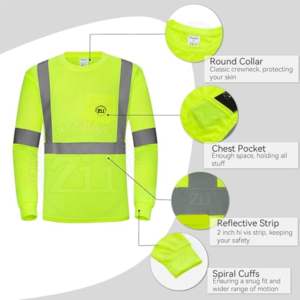 Sudadera de Seguridad Reflectante para Trabajo, Ropa de Trabajo para Hombre, Suéter de Punto, ANSI Clase 1, Impermeable, con Luz LED Intermitente, Transpirable, Ligera, Tallas Grandes - Product Image 2