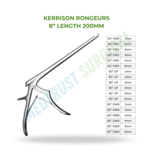 Kerrison Rongeur 8 pouces 200 mm, Rongeur chirurgical pour la colonne vertébrale, Instrument de chirurgie osseuse et de la colonne vertébrale - Product Image 2