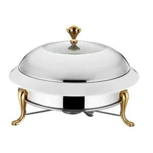 Dôme de chauffe-plat en acier inoxydable avec poignée décorée et support à 4 pieds, compatible gaz et induction, diamètre 33 cm - Product Image 4