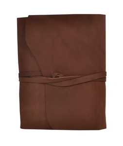 Soft Leather Flap Journal with 200 <b>Blank</b> Pages Saddle Stitching and Thread Sewing Spiral Binding - Product Image 5