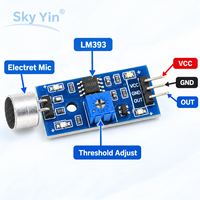 Modul Sensor Suara LM393 3.3V-5V, Mikrofon Deteksi yang Dapat Disesuaikan, Output Digital High Low untuk Saklar DIY, Peluit, dan Suara Tepuk