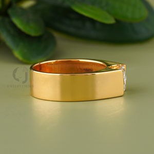Anillo de Diamante de Laboratorio con Corte Princesa de 2.05 Quilates, Oro Amarillo de 14K, Engaste en Bisel, Minimalista, Unisex, para Boda o Compromiso - Product Image 2