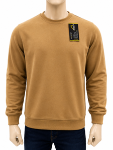 AERO Men's Camel Hooded Zipper Sweatshirt with Front Logo Print Regular Sleeve Fleece Knitted Polyester/Cotton Spring Style - Product Image 1