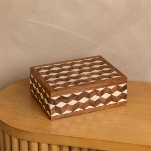 Contemporary Bone Inlay <b>Box</b> Stylish Patterned Storage Container For Home Decor Bedroom And Office Use - Product Image 2