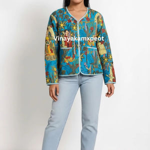 เสื้อแจ็คเก็ตผ้าควิลท์พิมพ์ลายทรอปิคอลทำมือขายดีปี 2026 กระเป๋าเสื้อสวยงาม งานฝีมือประณีต ผ้าฝ้ายระบายอากาศสำหรับผู้หญิง - Product Image 5