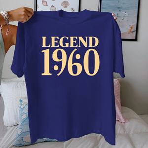 เสื้อยืด1960ผู้หญิงพิมพ์ลายตัวหนาผ้าฝ้ายแท้สวมใส่สบาย - Product Image 1