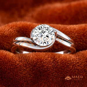 Round Cut Moissanite <b>Solitaire</b> Bypass Engagement <b>Ring</b> 925 <b>Silver</b> Twist Band Wedding <b>Ring</b> Diamond Look Jewelry - Product Image 1