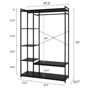 Heavy Metal Stand-Alone Wardrobe Organizer with Suspender Hanger and Multiple Storage Racks <b>Portable</b> <b>Bed</b> Wardrobe - Product Image 4