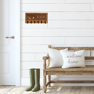 Beautiful Home Word Long Wooden Key Holder Gift Item For Family Friends New Home Or Festive Occasions Key Hook From India - Product Image 4