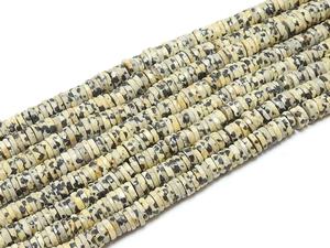 Perles de jaspe dalmatien facettées, blanc/noir, brin de 8 pouces, 6-7 mm environ, pour la fabrication de bijoux - Product Image 2