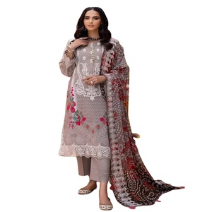Original Branded Pakistani Chunri Style 3-Piece Lawn Suits Embroidery Traditional Muslim Clothing Accessories Riaz <b>Arts</b> Volume - Product Image 1