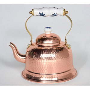 Tetera de cobre Rooyal Look con asa y tapa, beneficios ayurvédicos para la salud, para servir té y café en la mesa de la cocina del hogar. - Product Image 4