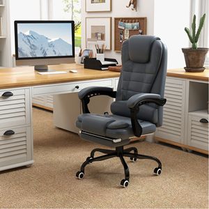 Sedia da Ufficio Direzionale con Schienale Alto, Massaggio Vibrante a 7 Punti, Supporto Lombare e Poggiapiedi, in Nylon, Colore Blu - Product Image 2