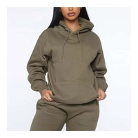 Survêtement décontracté 2 pièces pour femme, personnalisé, en gros, hiver, manches longues, couleur unie, en molleton respirant polyester/coton