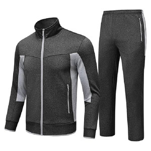 Chándal Deportivo para Hombre en Color Gris con Bloques de Color, Manga Larga, Cuello Alto, Cierre de Cremallera, Estilo Casual para Otoño, Corte Regular con Bolsillos Laterales - Product Image 1