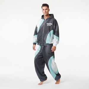 Conjunto Deportivo para Hombre, Sudadera con Capucha de Corte Holgado y Cremallera Completa, Pantalones Deportivos de Pierna Ancha, Ropa Personalizada con Estampado por Sublimación - Product Image 3