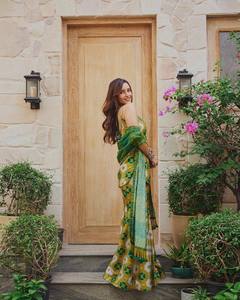 Women 3 Piece Reversible <b>Indian</b> Pakistani Set Chinon Silk Fancy <b>Top</b> Palazzo Dupatta for Party Wedding Diwali - Product Image 3