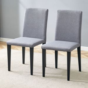 Dos Exquisitas Sillas de Comedor de Lino y Algodón en Gris Claro con Comodidad Versátil, Acompañamiento Sencillo pero Elegante para la Cena - Product Image 3