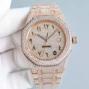 Montre à quartz de luxe pour homme avec cadran et lunette en moissanite, montre analogique classique pour le bureau, les fêtes et les mariages - Product Image 4