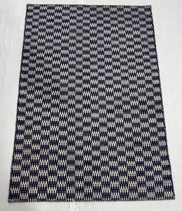 Tapis d'intérieur géométrique fait main en jute et coton bleu naturel tissé à la main pour salon et chambre - Product Image 5
