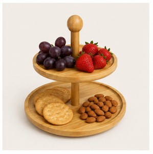 2 <b>Tier</b> Wooden <b>Cake</b> Stand & Cupcake Tower Modern Wooden Serving Tray for Weddings Birthday Parties Dessert Display - Product Image 2