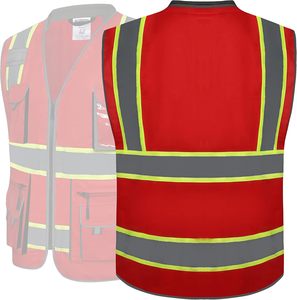 100% Polyester Reflective Safety Vest Hi Vi <b>Night</b> <b>Road</b> Work Reflective Safety Vest Multi Pockets for Construction Hi vi Vest - Product Image 6