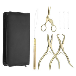 Kit d'outils professionnels pour extensions de cheveux, pinces en acier inoxydable pour la pose et le retrait de micro-anneaux, aiguille à boucle micro-ring - Product Image 1
