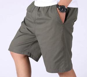 Shorts Bermuda Homme Vert Olive Uni en Coton Vintage Écologique Taille Mi-Haute Fermeture Élastique Style Décontracté avec Poches - Product Image 3