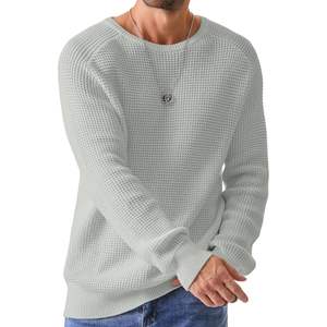 2025 hommes décontracté coupe ample col rond pull pull gaufré texturé chandails tricotés avec bord côtelé pour la saison d'automne - Product Image 6
