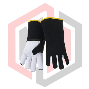 Grain Leather Palm MIGMAG Welding Gloves Anti-Vibration <b>7</b> oz 14 Inch Heat- <b>Fire</b>-Resistance Smooth Texture Tear-Resistant - Product Image 2