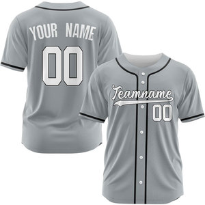 Custom Baseball Jersey Men's Short Sleeve Gray Teamname 00 Sublimated Print Moisture Wicking Regular Fit - Product Image 1