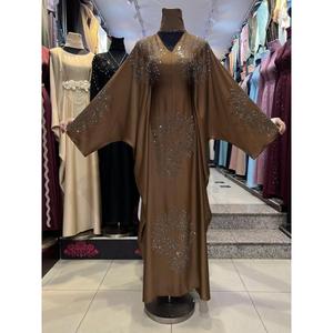 Abaya de haute qualité, modeste, style Dubaï, ornée de perles et de paillettes, à manches longues, traditionnelle musulmane, faite à la main, pour mariage, respirante, col en V pour femme - Product Image 6