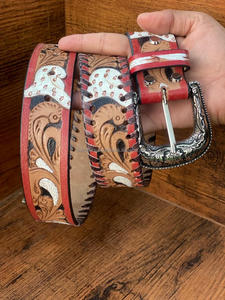 Nuevo cinturón de cuero hecho a mano de inspiración occidental, diseño floral genuino, cinturón de cintura Unisex hecho a mano de alta calidad - Product Image 2
