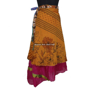 Faldas Vintage para Mujer, Estilo Boho, Falda Mágica de Seda de 38 Pulgadas, Pareo Sarong de 2 Capas Reversible, Falda Larga Envolvente de Seda Mágica, Estilo Gitano Hippie - Product Image 5