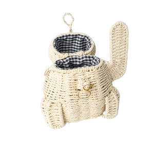 Rattan Cat Crossbody <b>Bag</b> Cute Lucky Cat Shaped Woven Purse Handcrafted <b>Wicker</b> Summer Beach Handbag with Leather Strap - Product Image 2