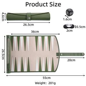 Vente en gros : Jeu de société portable en cuir PU personnalisé, échecs et backgammon, idéal pour les voyages en famille - Product Image 5