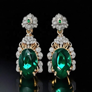 925 Sterling <b>Silver</b> Drop Earrings Fabulous Design Natural Green Fancy Shape Gemstone for Jewelry Making - Product Image 2