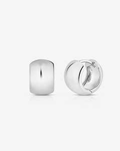 Chunky <b>Huggie</b> Hoop Earring 14k <b>Solid</b> <b>Gold</b> 12mm x 8mm Wide Snap post Thick Modern Luxury <b>Gold</b> Fine Jewelry For Women Wholesale - Product Image 4