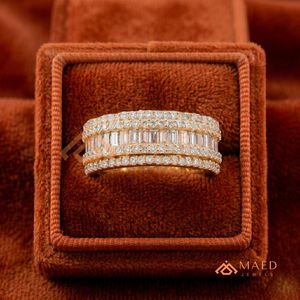 Luxury Womens Gold Moissanite Wedding Band Ring Baguette Cut Bridal Anniversary Jewelry Elegant <b>Gift</b> for Her Shine Daily Style - Product Image 4