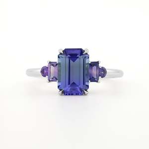 Women's Sapphire Engagement Ring Emerald Cut Prong Setting Classic Gemstone Ring - Product Image 1